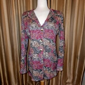 Talbots Multicolor Knit Cardigan Petite Medium